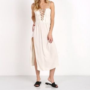 Flynn Skye Laceup Front Midi Dress